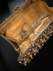 SWAROVSKI CLUTCH WITH MAROON TEAR DROPS