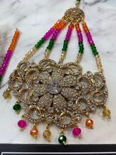 Load image into Gallery viewer, Mendhi Statement Jhoomer earrings tikka MULTITONE COLOURS