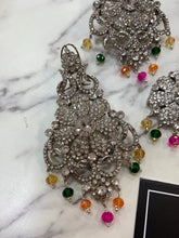 Load image into Gallery viewer, Mendhi Statement Jhoomer earrings tikka MULTITONE COLOURS