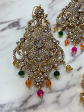 Load image into Gallery viewer, Mendhi Statement Jhoomer earrings tikka MULTITONE COLOURS